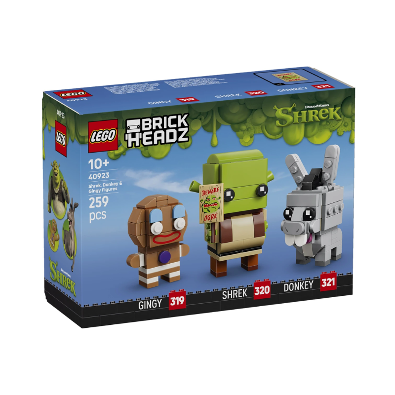 Design sem nome (46) Brickheadz - Shrek, Donkey & Gingy Figures (40923) - Imagem 1
